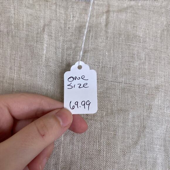 MORAITIS Linen Beige Tunic Tan Size Large Shift Boho Natural - Picture 8 of 8